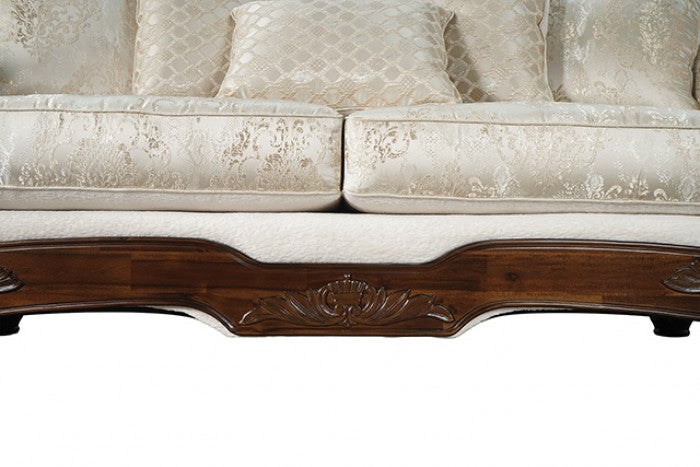Sodaro Ivory/Dark Cherry Living Room Set by Furniture of America at Eve Furniture
