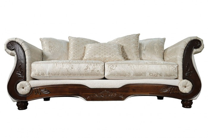 Sodaro Ivory/Dark Cherry Living Room Set by Furniture of America at Eve Furniture