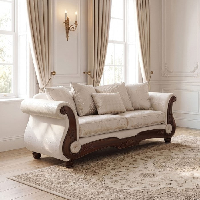 Sodaro Ivory/Dark Cherry Living Room Set by Furniture of America at Eve Furniture
