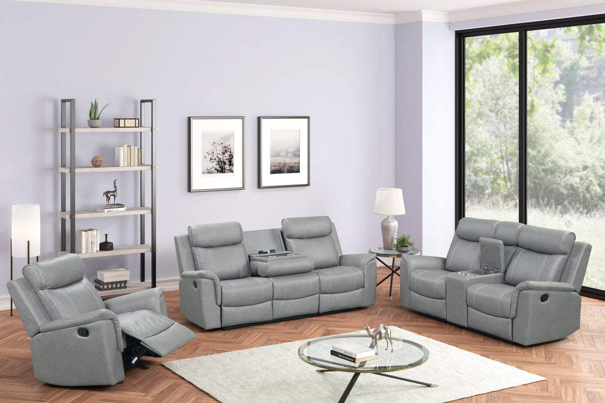 Sofia Gray 3-Piece Reclining Set by Happy Homes at Eve Furniture