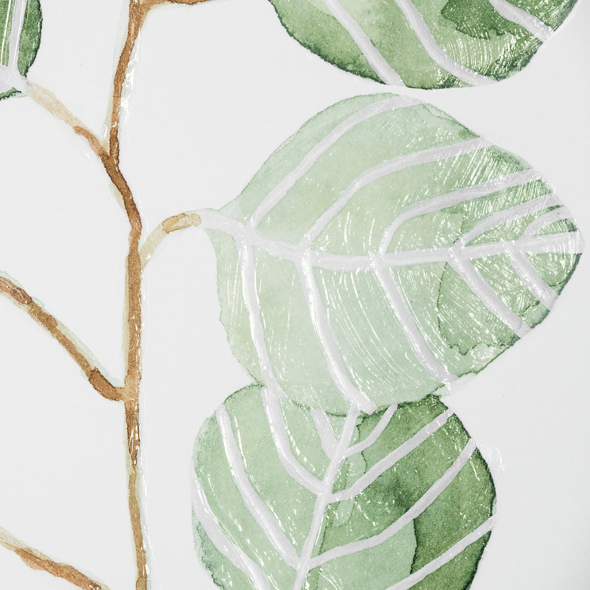 Soft Eucalyptus Branch III by Emma Scarvey Hand Embellished Framed Art Print Matted under Glass by Mercana at Eve Furniture