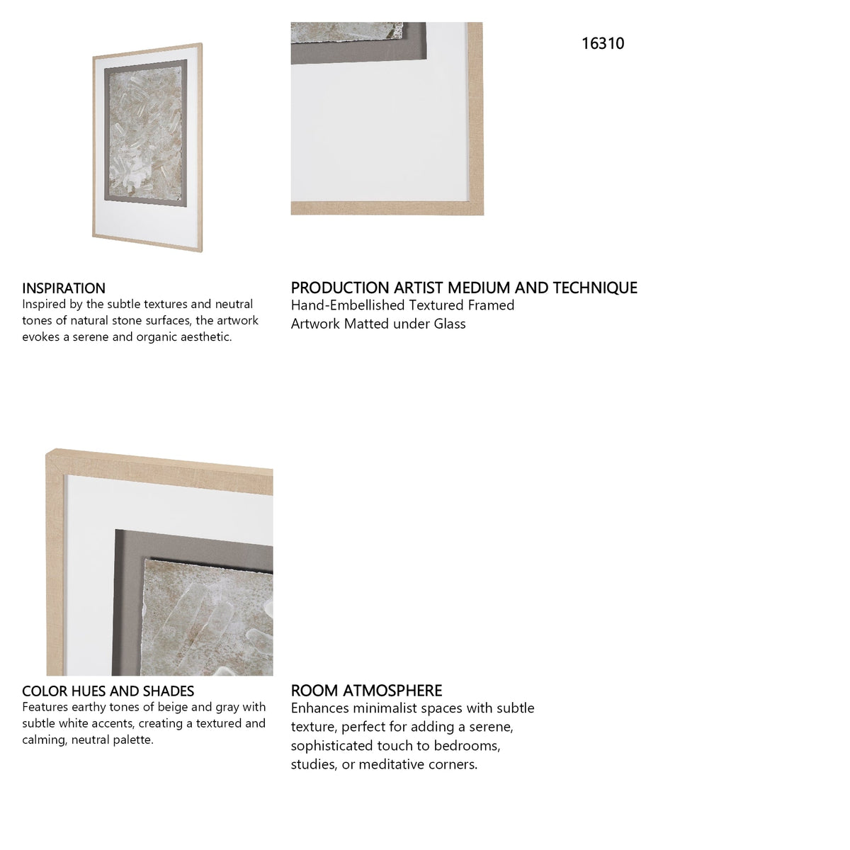 Soft Geometry II by Mercana Studio Hand-Embellished Textured Framed Artwork Matted under Glass by Mercana at Eve Furniture