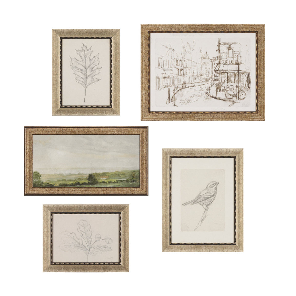 Soft Shadows (Set of 5) by Mercana Studio a Hand Embellished Framed Art Print by Mercana at Eve Furniture