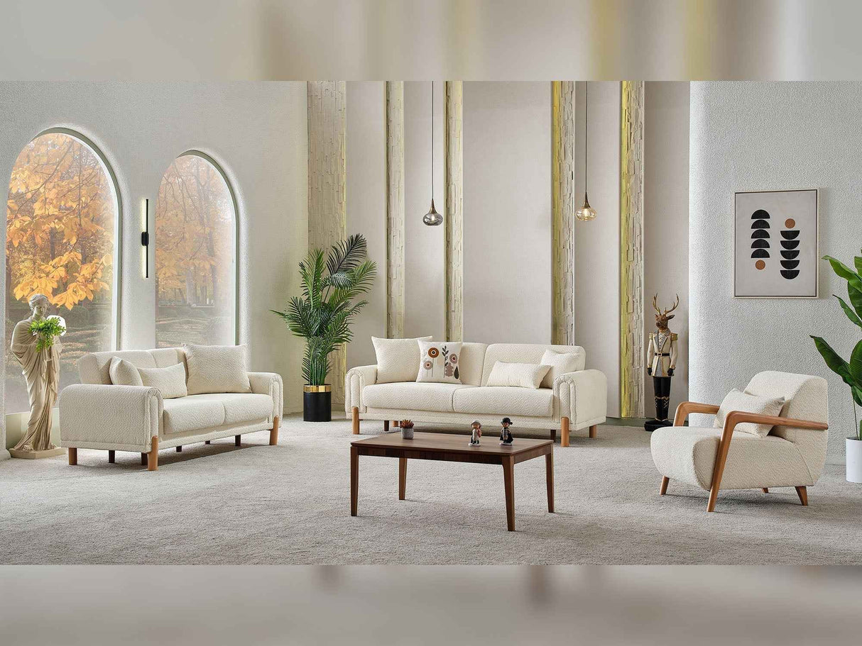 Soho 3-pieces (Sofa & Loveseat & Chair) Livingroom Set in Cream