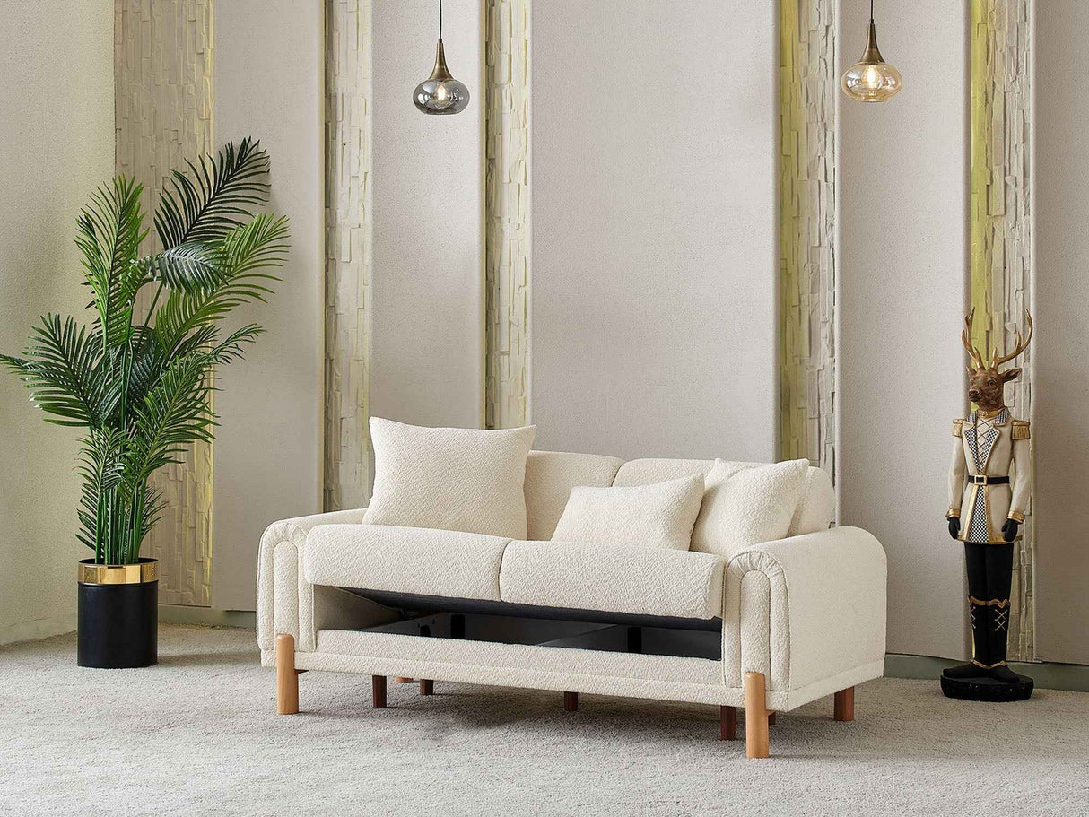 Soho Cream Convertible Loveseat by Furnia at Eve Furniture