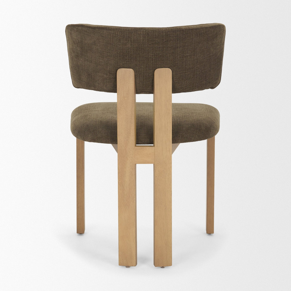 Soho Curved Open Back Brown Fabric w/ Light Brown Tripod Frame Dining Chair by Mercana at Eve Furniture