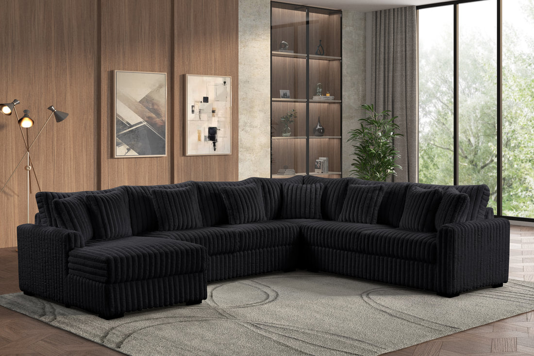 Solana Black Left Arm Facing (LAF) Sectional by Happy Homes at Eve Furniture