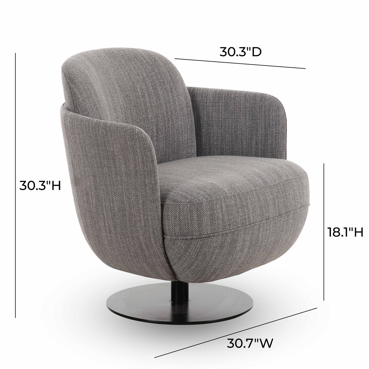 Solange Grey Textured Weave Swivel Chair by TOV Furniture at Eve Furniture