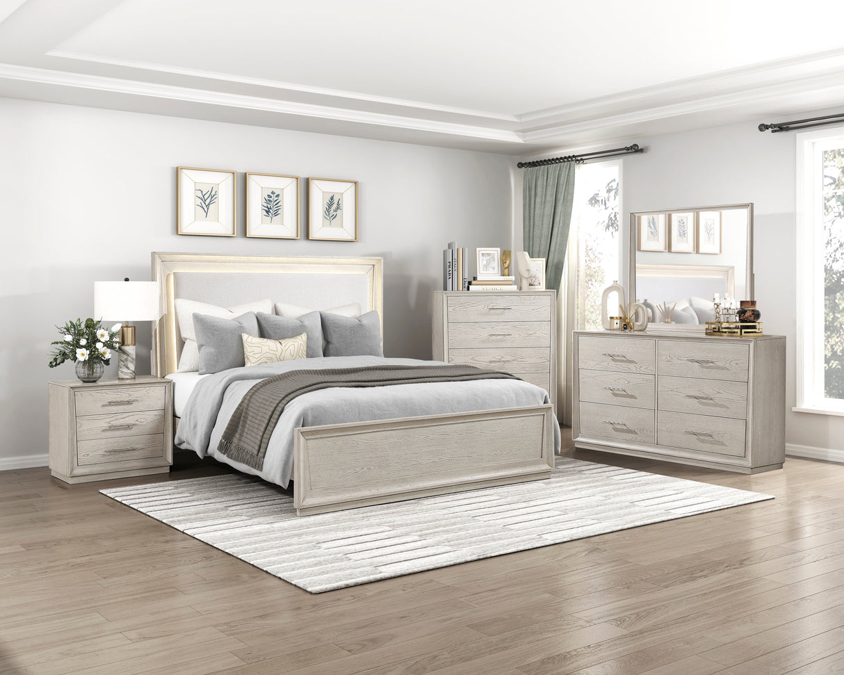 Solas Wire Brushed Gray Bedroom Set by Homelegance at Eve Furniture