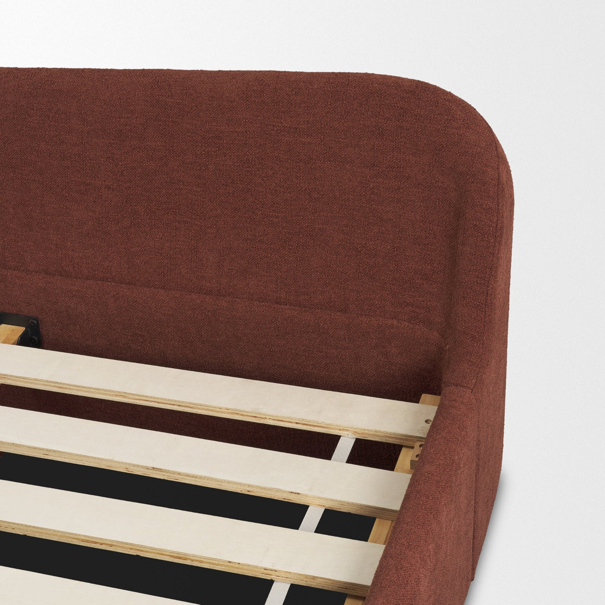 Solene Queen Upholstered Bedframe w/ Footbed | Curved Headboard | Burgundy Fabric by Mercana at Eve Furniture