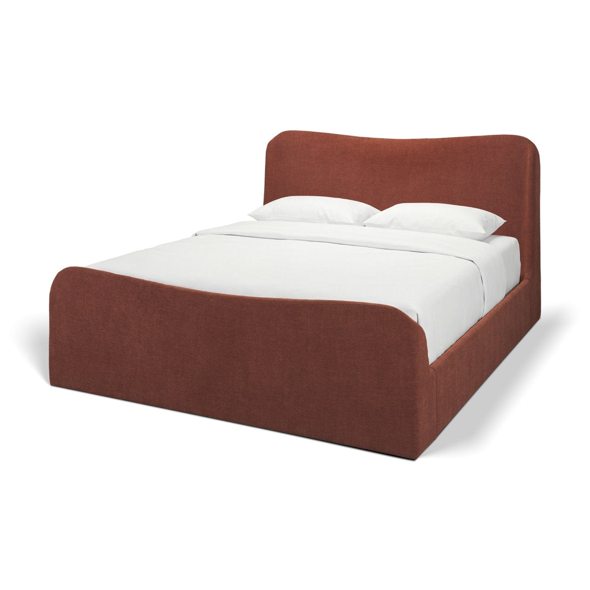 Solene Queen Upholstered Bedframe w/ Footbed | Curved Headboard | Burgundy Fabric by Mercana at Eve Furniture