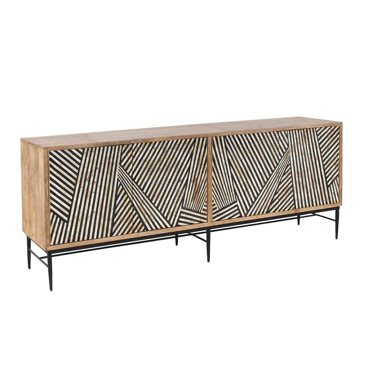 Solomon 80" Sideboard with Horn and Wood Inlay on Metal Base by Home Trends & Design at Eve Furniture