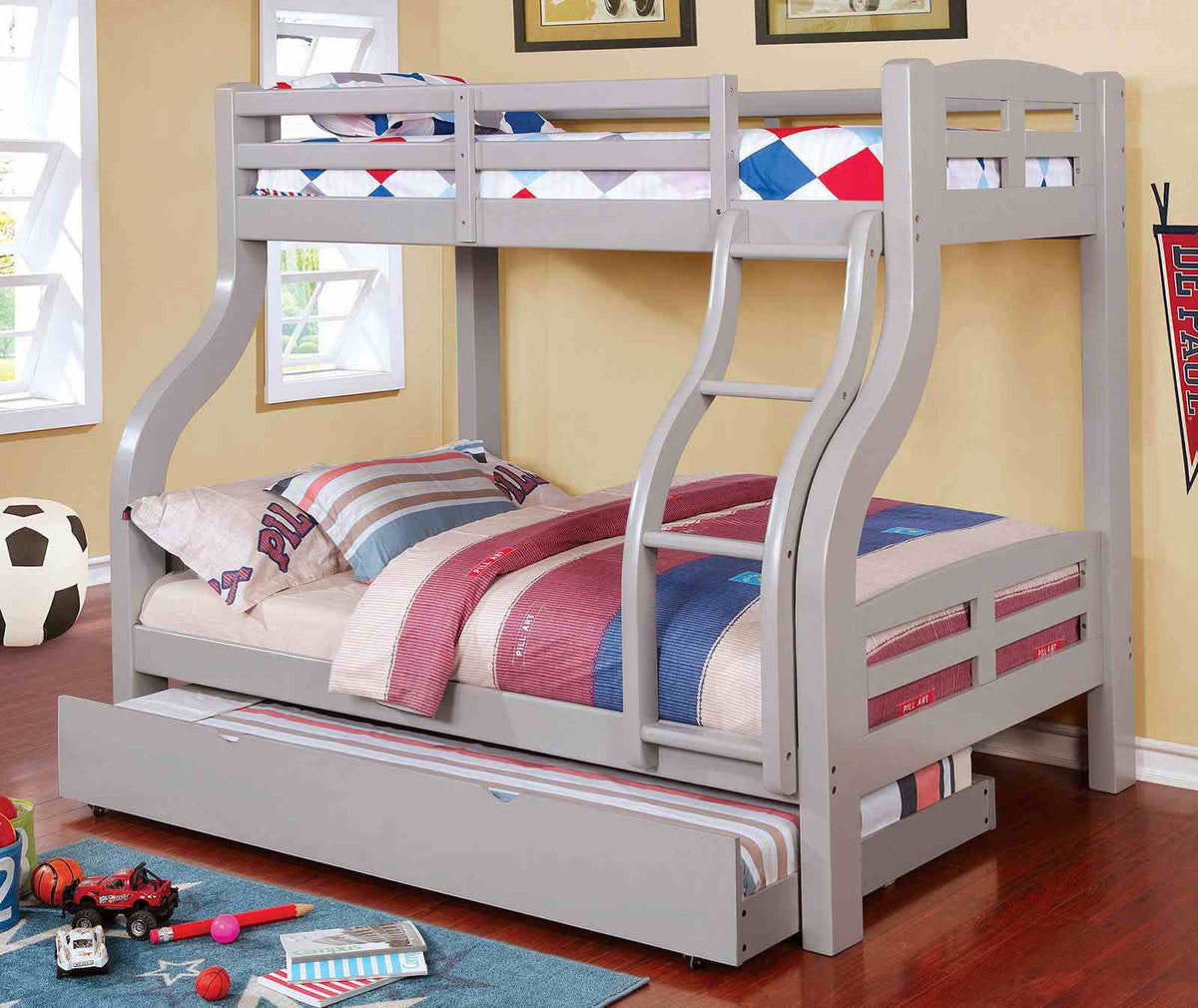 Solpine Gray Twin/Full Bunk Bed by Furniture of America at Eve Furniture