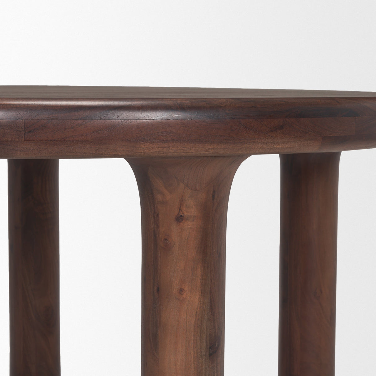 Soma Red Brown Acacia Wood Round Dining Table by Mercana at Eve Furniture