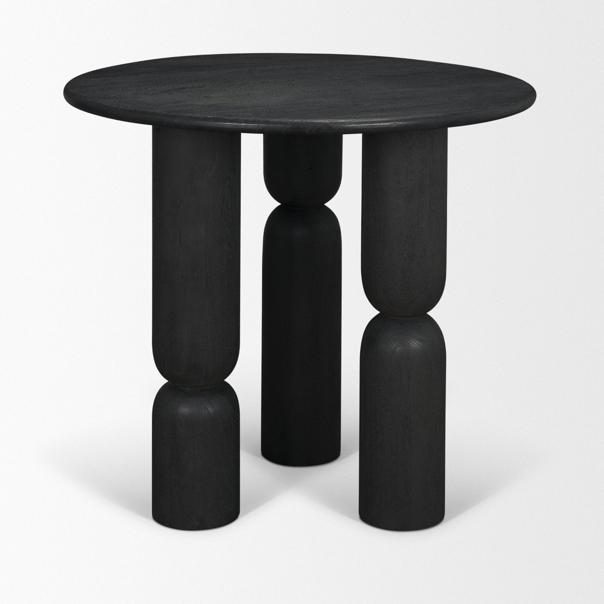 Sonel Matte Black Wood Pedestal Foyer Table by Mercana at Eve Furniture