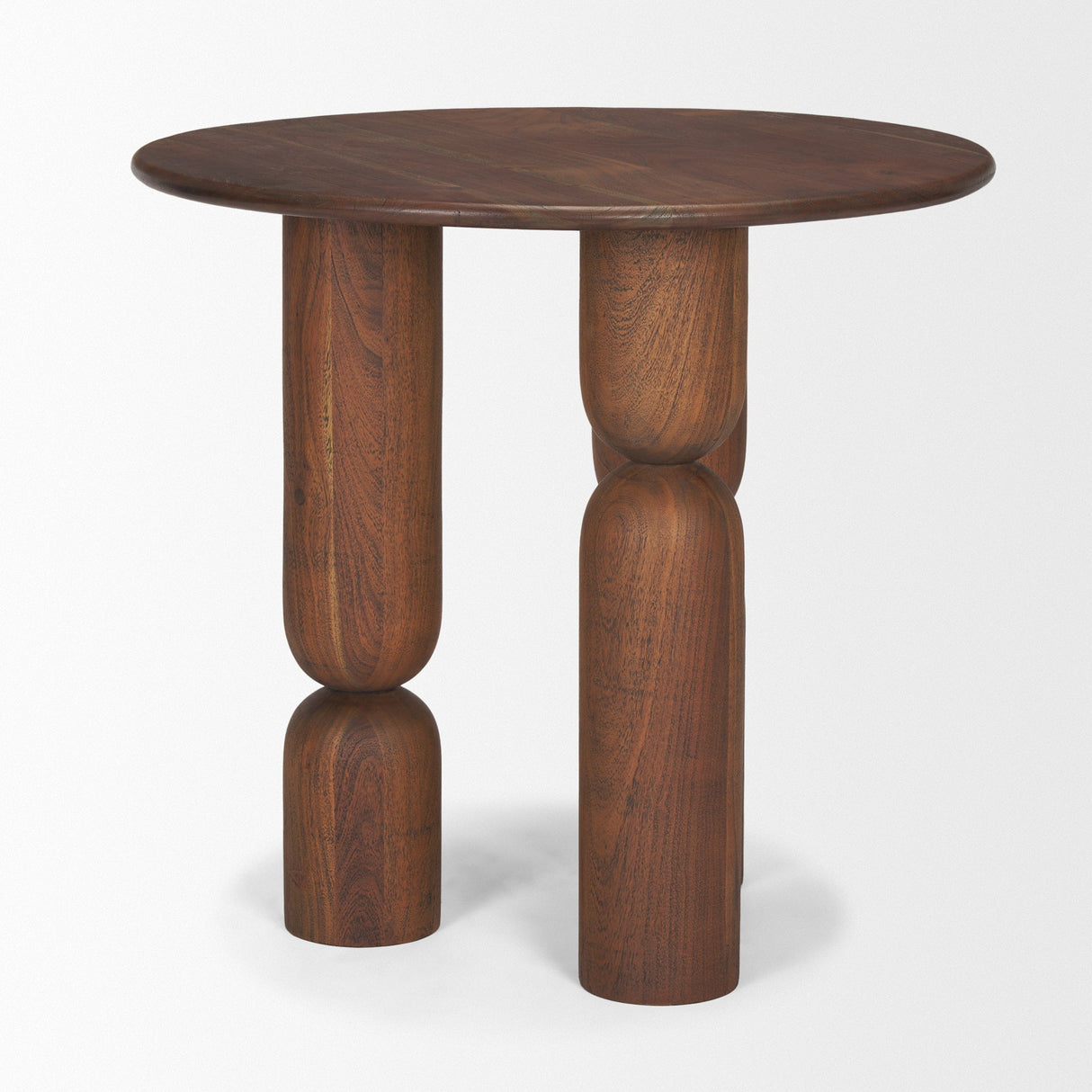 Sonel Pedestal Medium Dark Brown Acacia Wood Foyer Table by Mercana at Eve Furniture