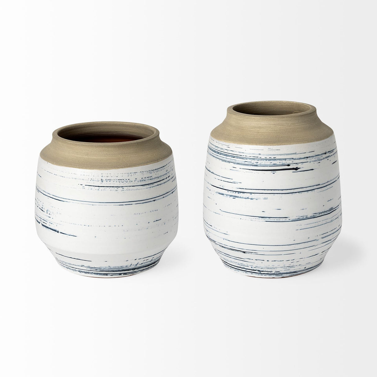 Sonnett Short White/Blue Ceramic Vase by Mercana at Eve Furniture