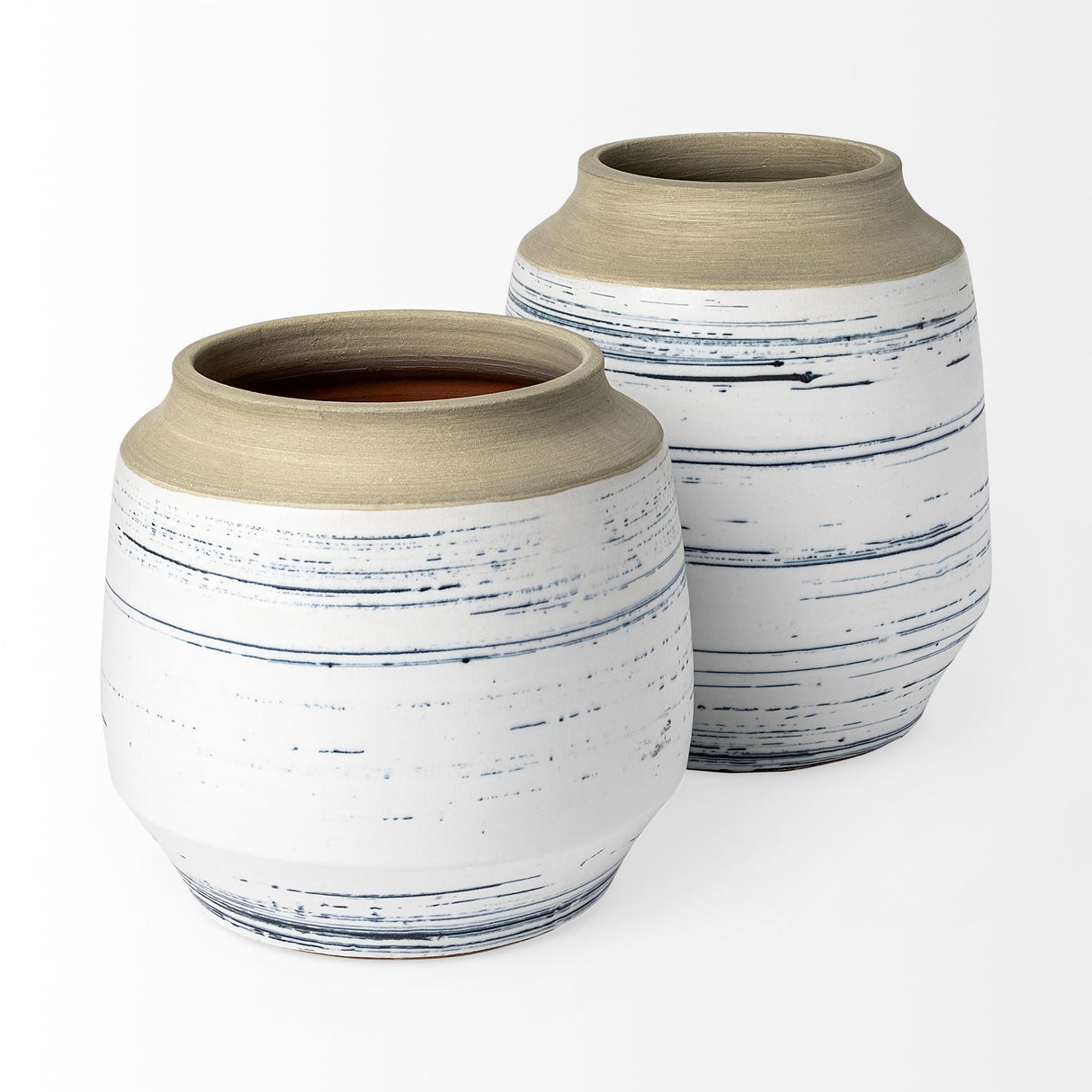 Sonnett Tall White/Blue Ceramic Vase by Mercana at Eve Furniture
