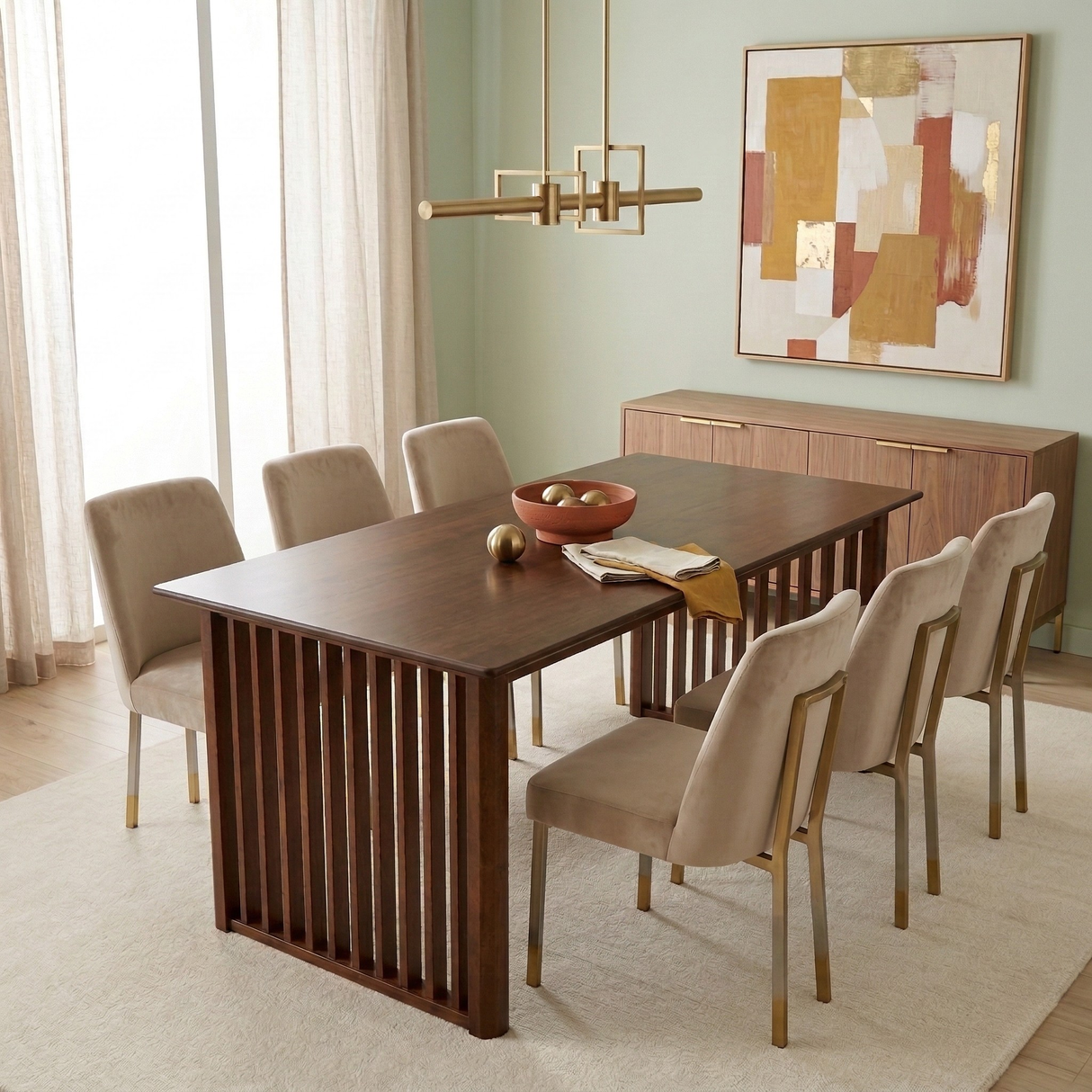 Sonoma Solid Wood Rectangular Dining Table with Slab Leg Base by Ashcroft Imports at Eve Furniture