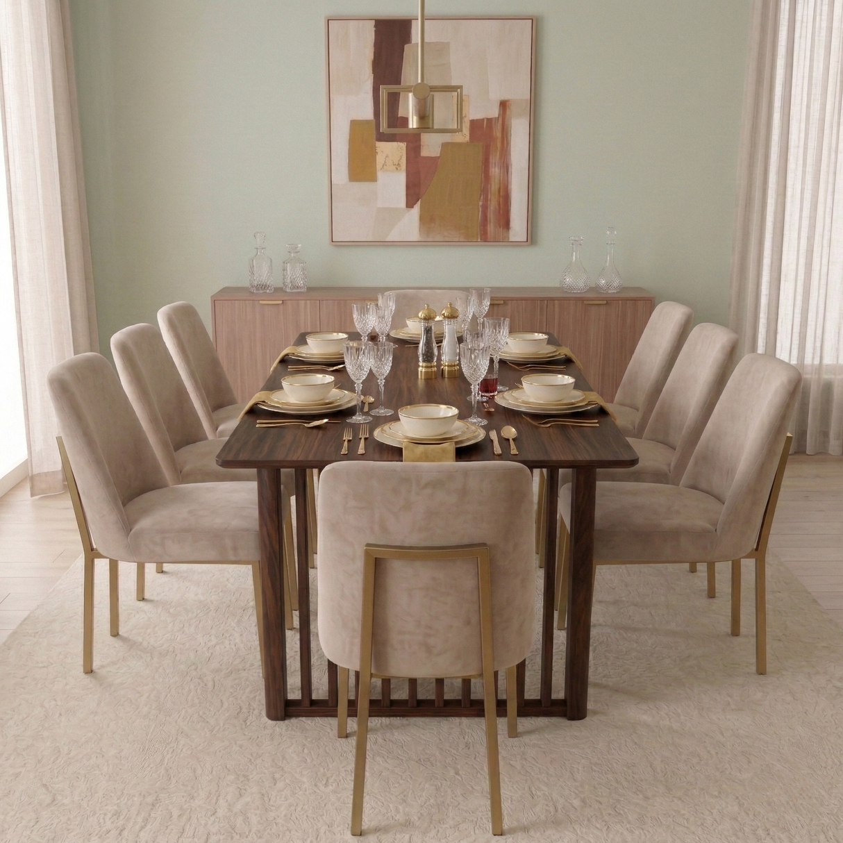 Sonoma Solid Wood Rectangular Dining Table with Slab Leg Base by Ashcroft Imports at Eve Furniture