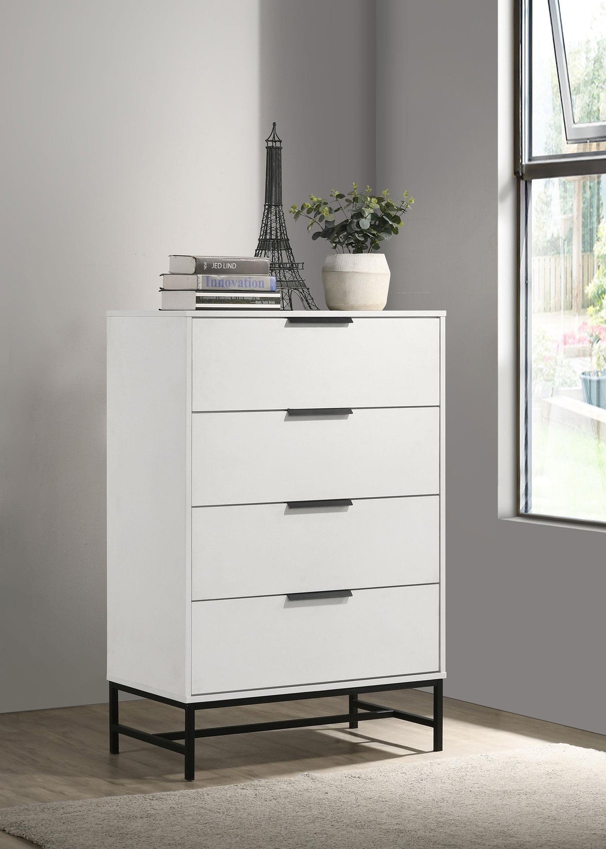 Sonora 4-drawer Bedroom Chest White by Coaster at Eve Furniture