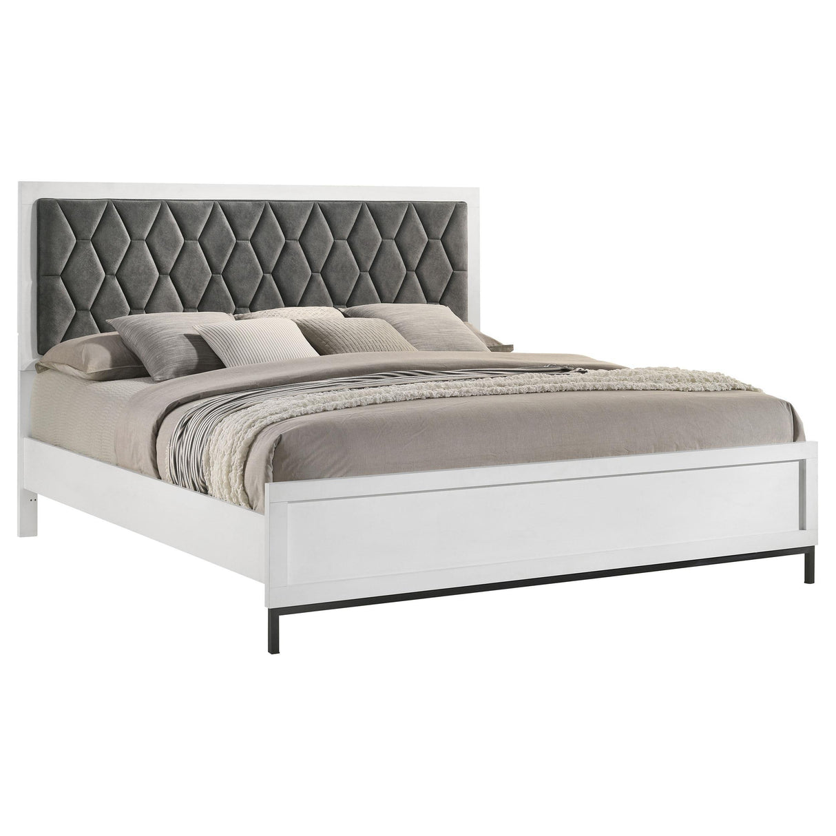 Sonora California King Upholstered Panel Bed White by Coaster at Eve Furniture
