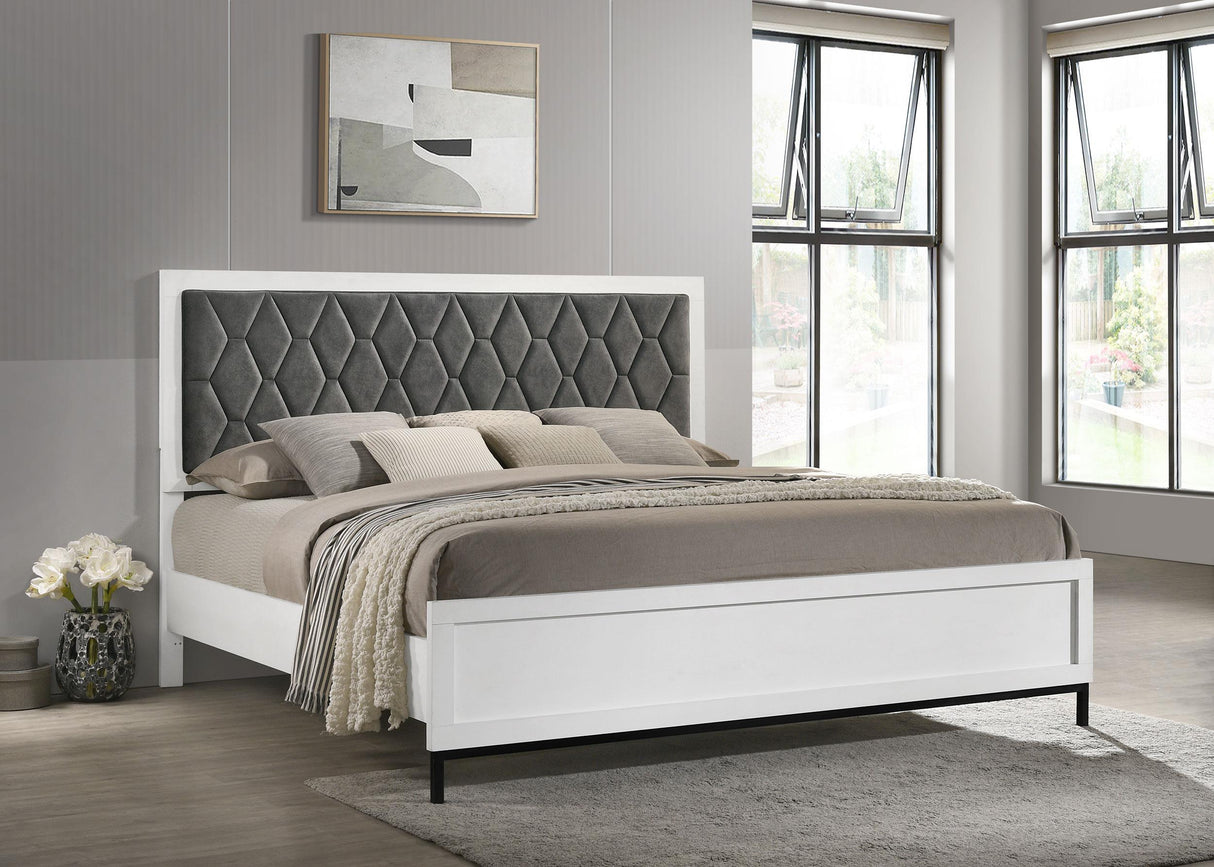 Sonora California King Upholstered Panel Bed White by Coaster at Eve Furniture