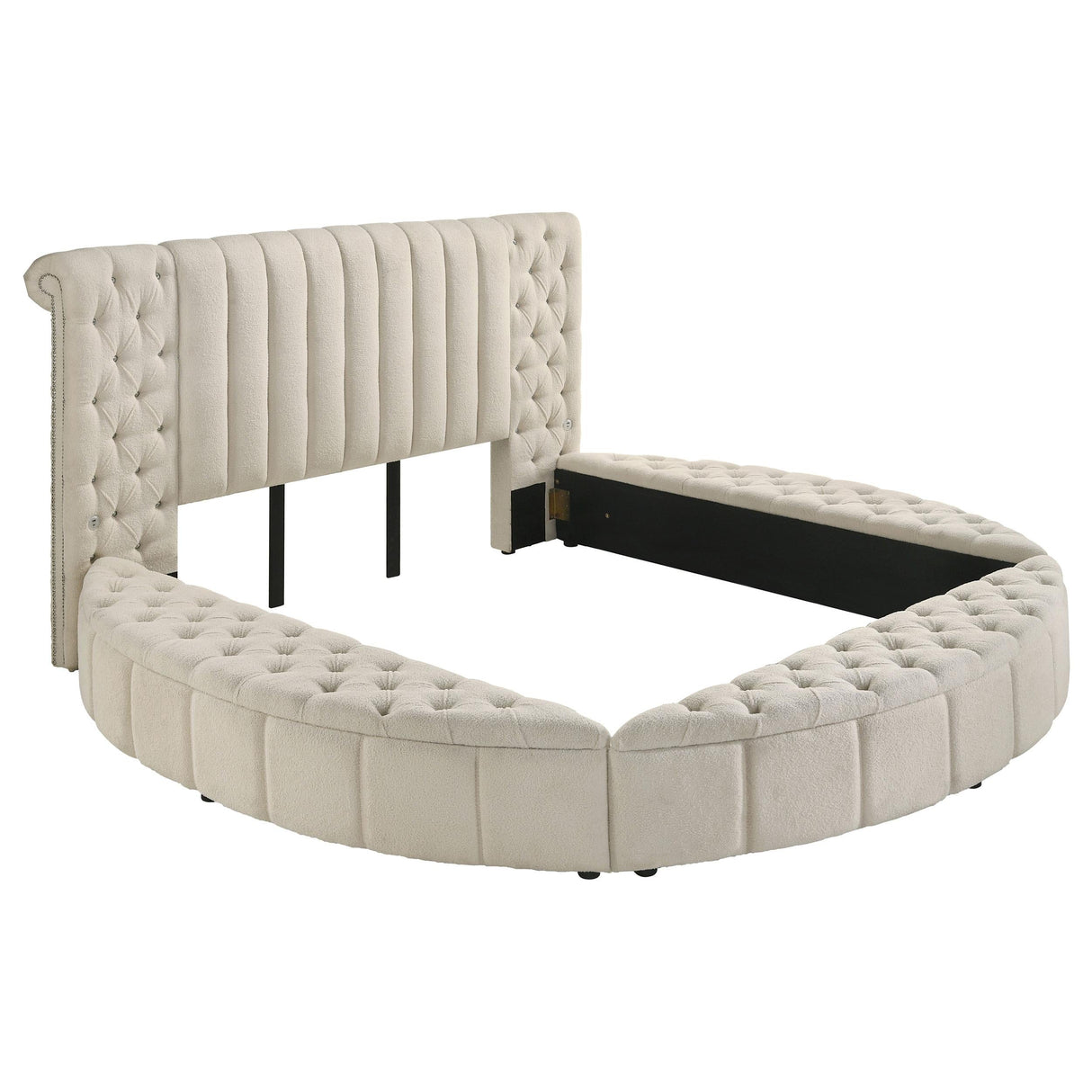 Sonya Ivory Upholstered Eastern King Round Storage Bed by Coaster at Eve Furniture