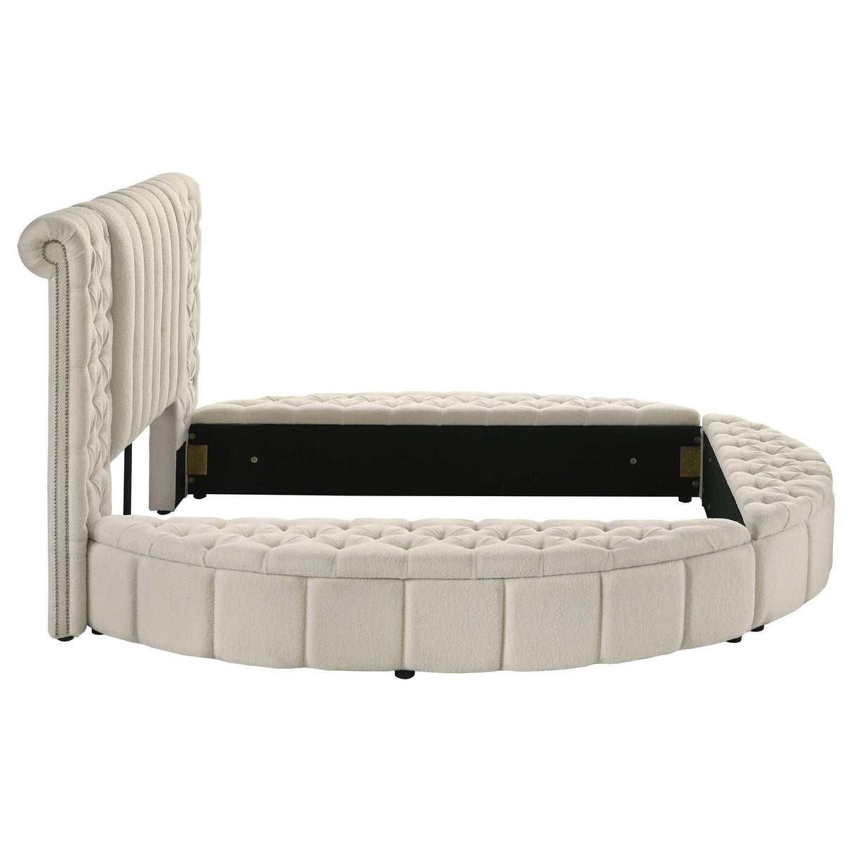 Sonya Ivory Upholstered Queen Round Storage Bed by Coaster at Eve Furniture