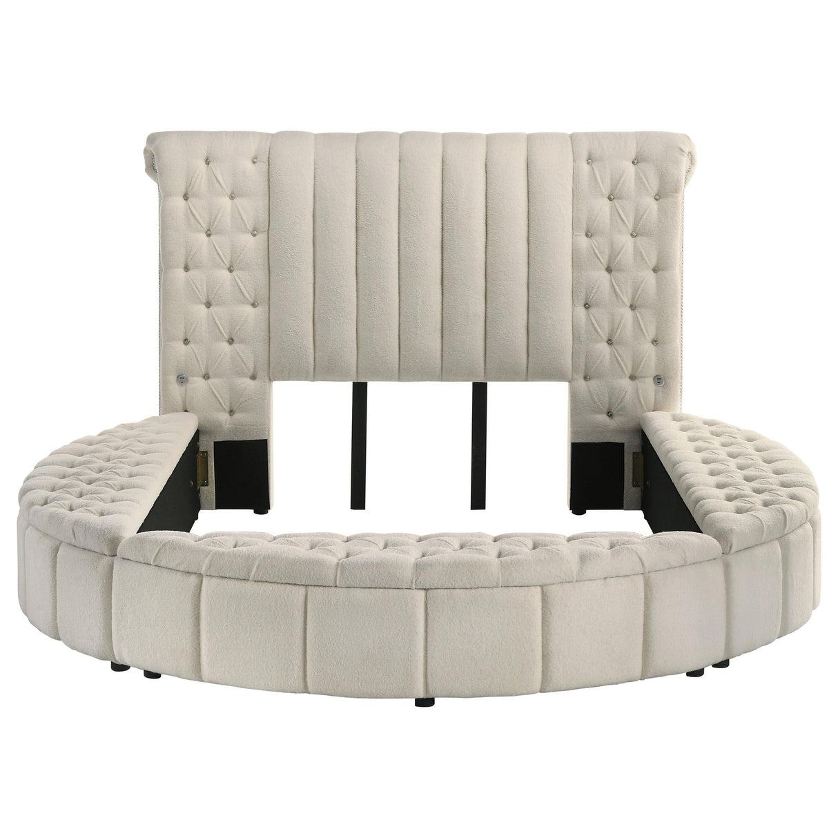 Sonya Ivory Upholstered Queen Round Storage Bed by Coaster at Eve Furniture