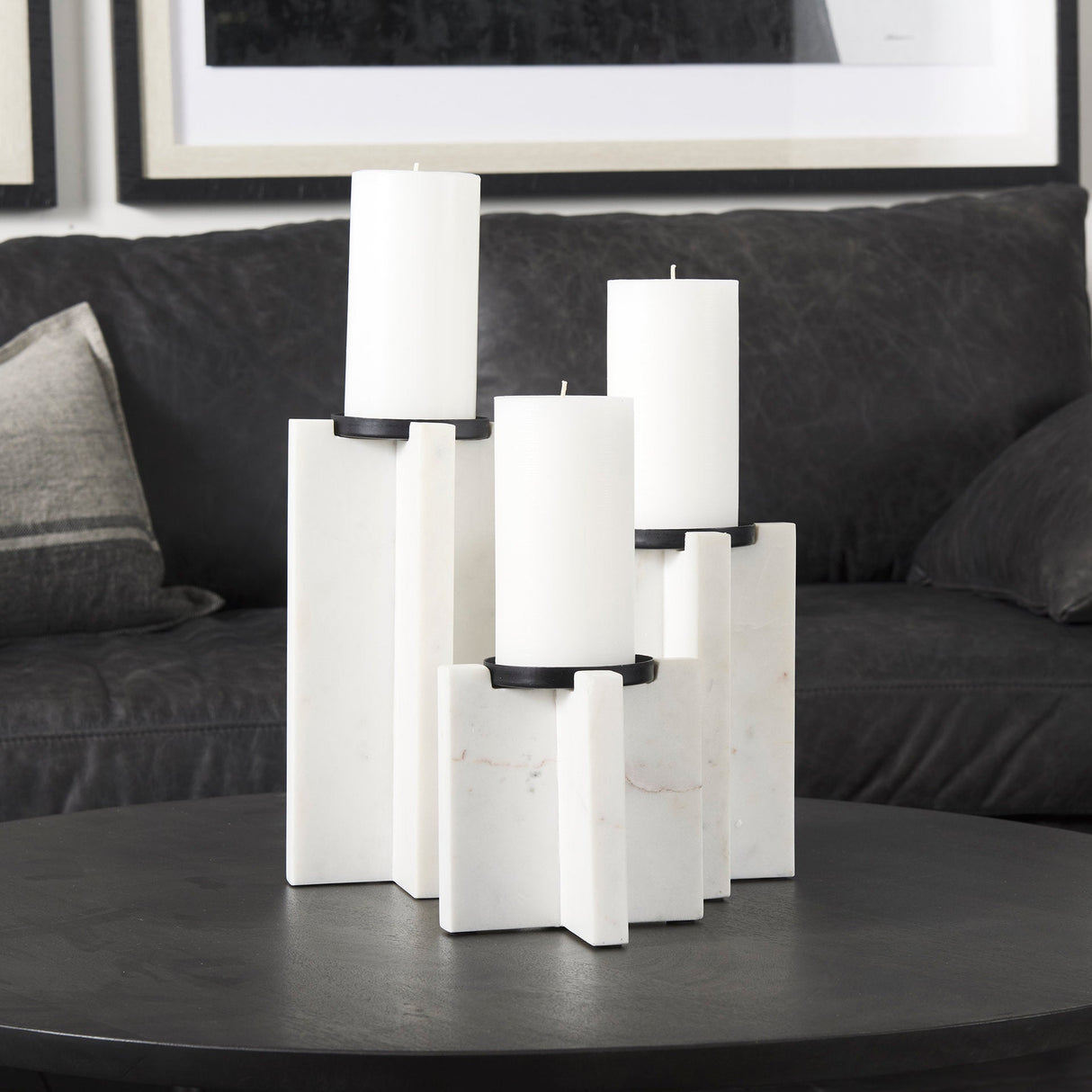 Sophia 5.5"L x 3.5"W x 8.0"H. Marble Candle Holder Medium by Mercana at Eve Furniture