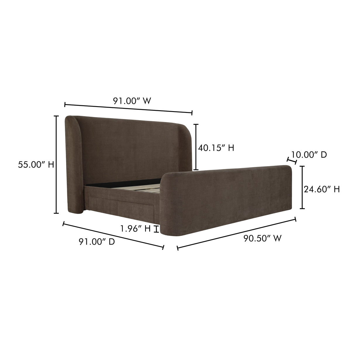 Sophia Brown King Storage Bed by Moe's Home at Eve Furniture