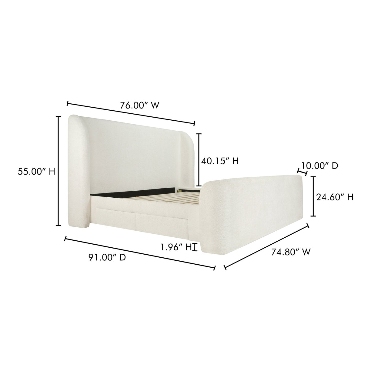 Sophia Cream Queen Storage Bed by Moe's Home at Eve Furniture