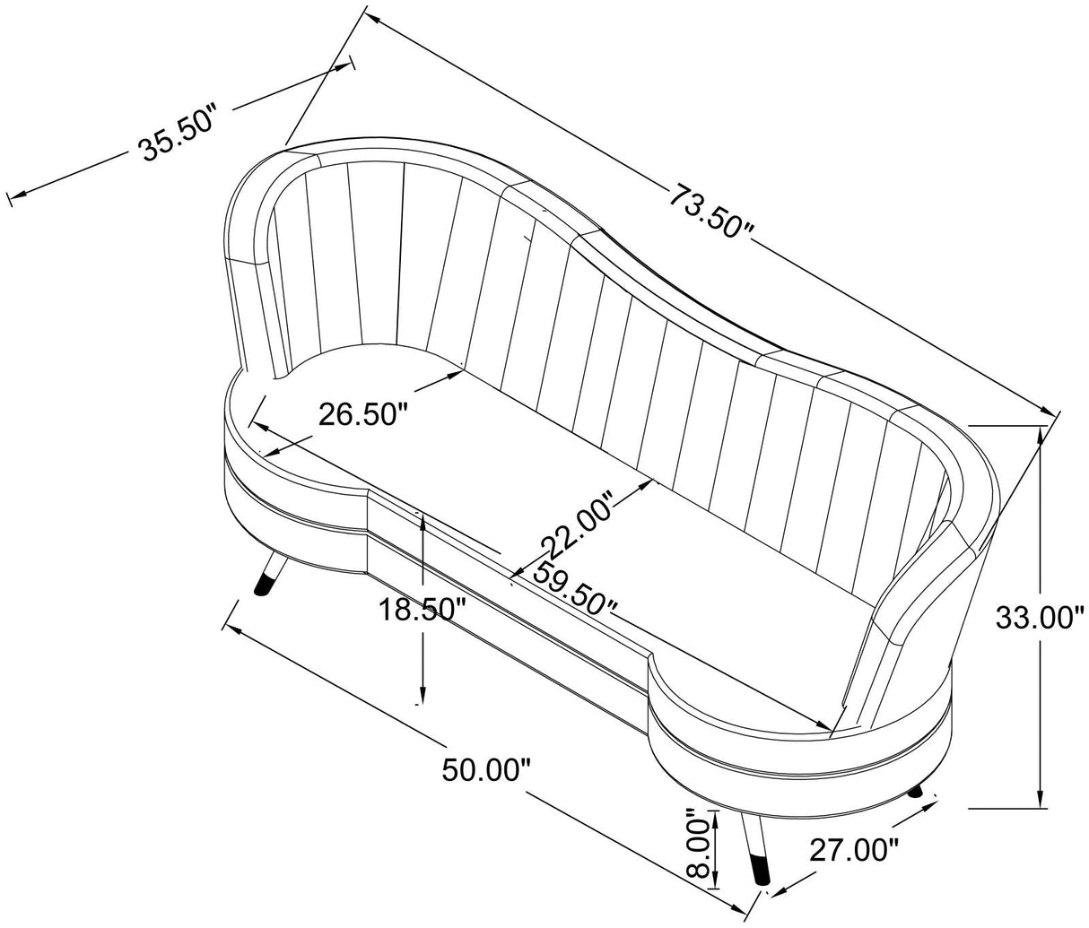Sophia Gray Channel Tufted Living Room Set by Coaster at Eve Furniture