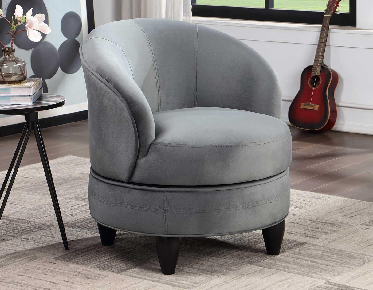 Sophia Gray Velvet Swivel Accent Chair by Steve Silver at Eve Furniture