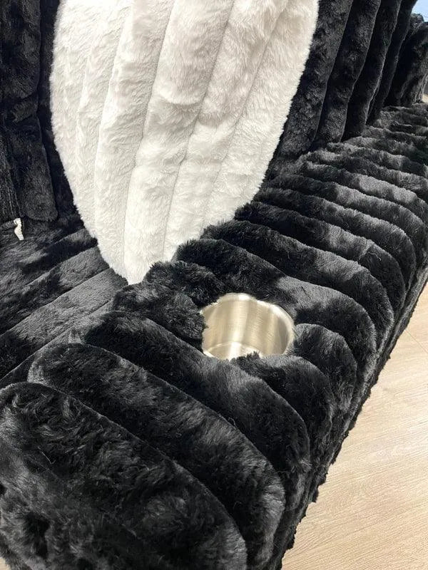 Sophie Black Corduroy Oversized Sectional by Happy Homes at Eve Furniture