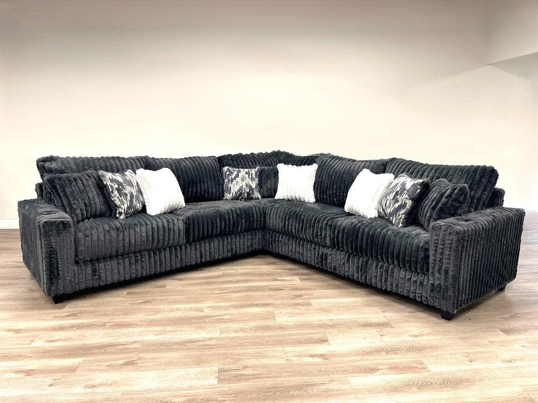 Sophie Charcoal Corduroy Oversized Sectional by Happy Homes at Eve Furniture