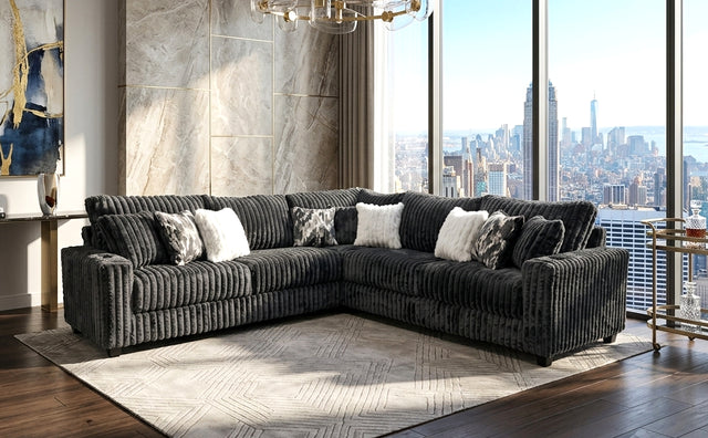 Sophie Charcoal Corduroy Oversized Sectional by Happy Homes at Eve Furniture