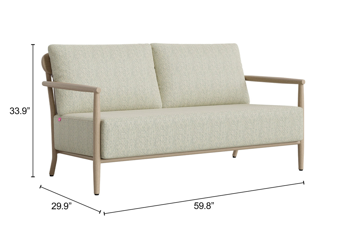 Sora Green Outdoor Loveseat by Zuomod at Eve Furniture