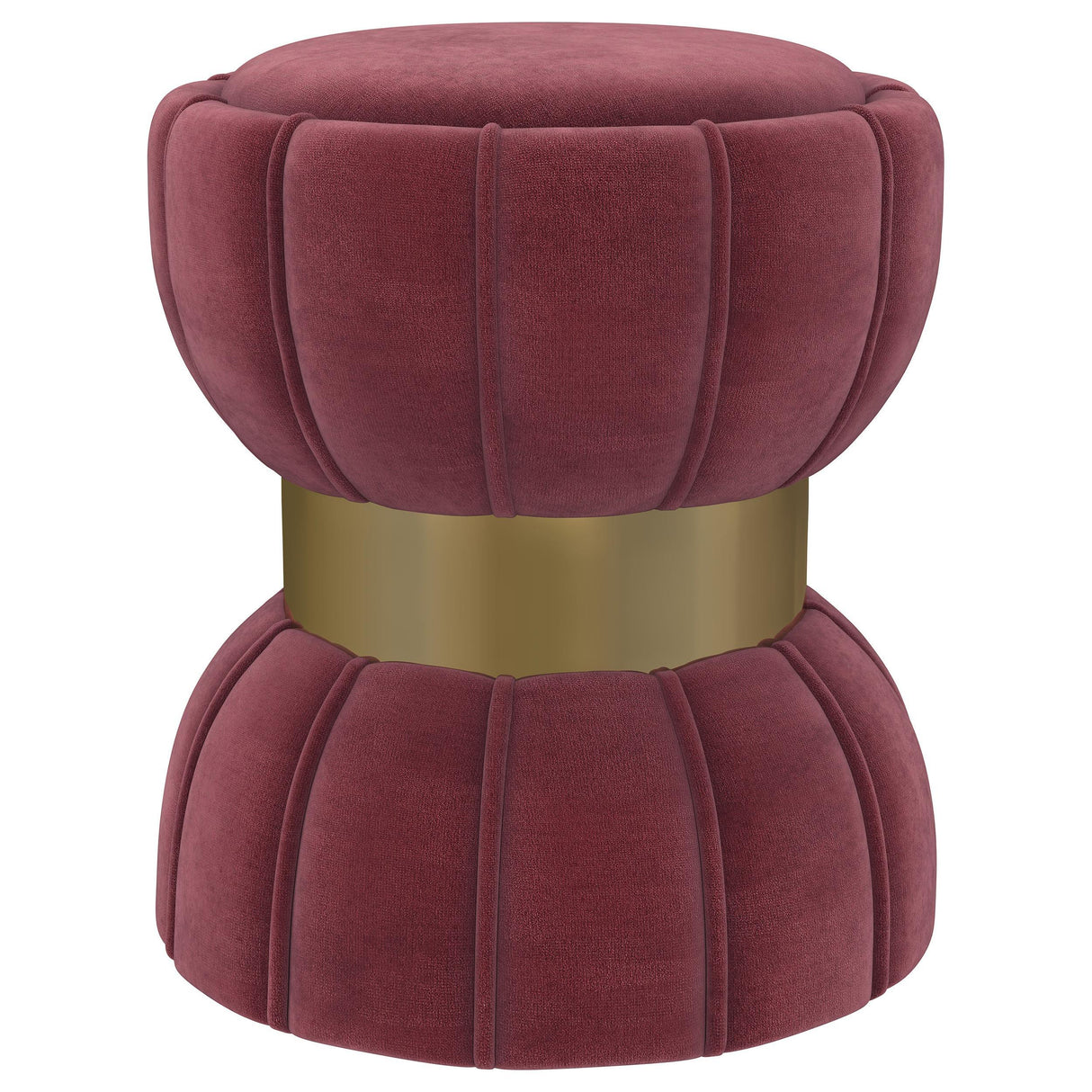 Sora Pink Upholstered Round Ottoman by Coaster at Eve Furniture