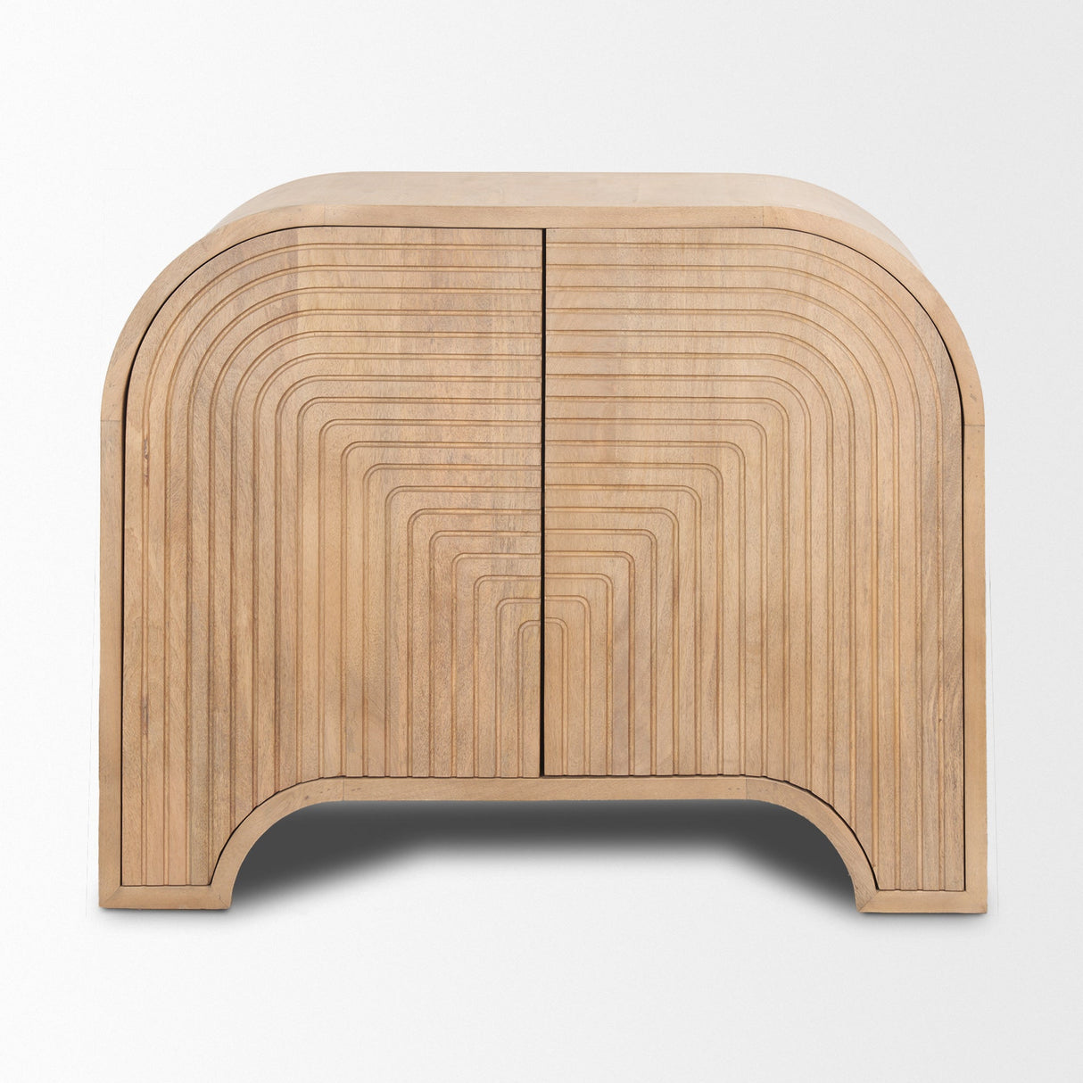 Sorina Reverse Fluted Light Brown Wood Accent Cabinet by Mercana at Eve Furniture