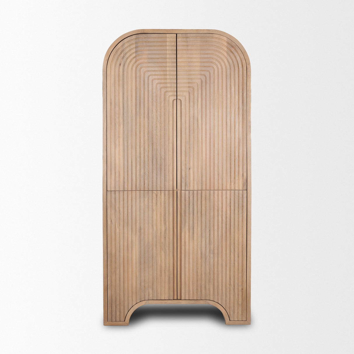 Sorina Reverse Fluted Light Brown Wood Curio Cabinet by Mercana at Eve Furniture