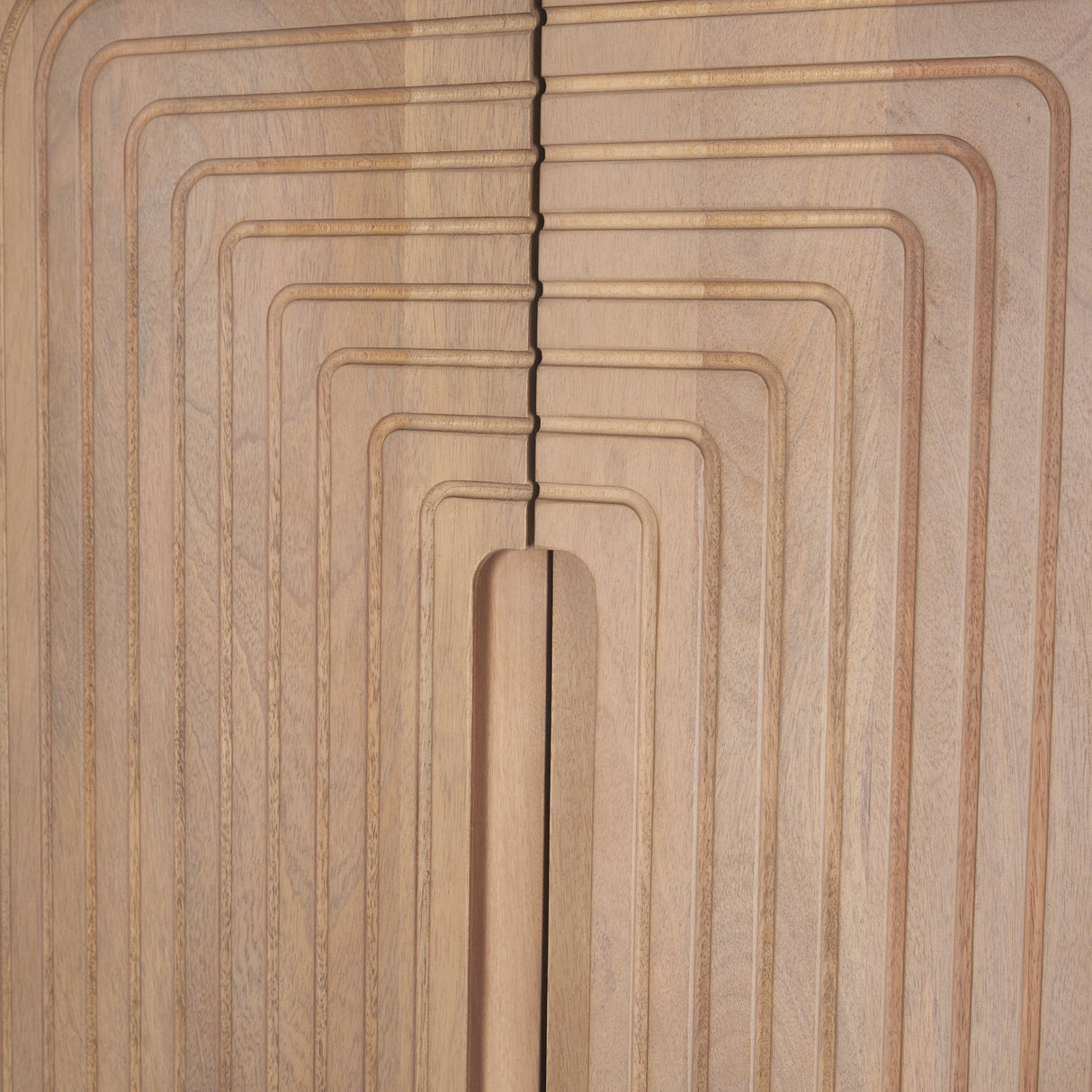 Sorina Reverse Fluted Light Brown Wood Curio Cabinet by Mercana at Eve Furniture
