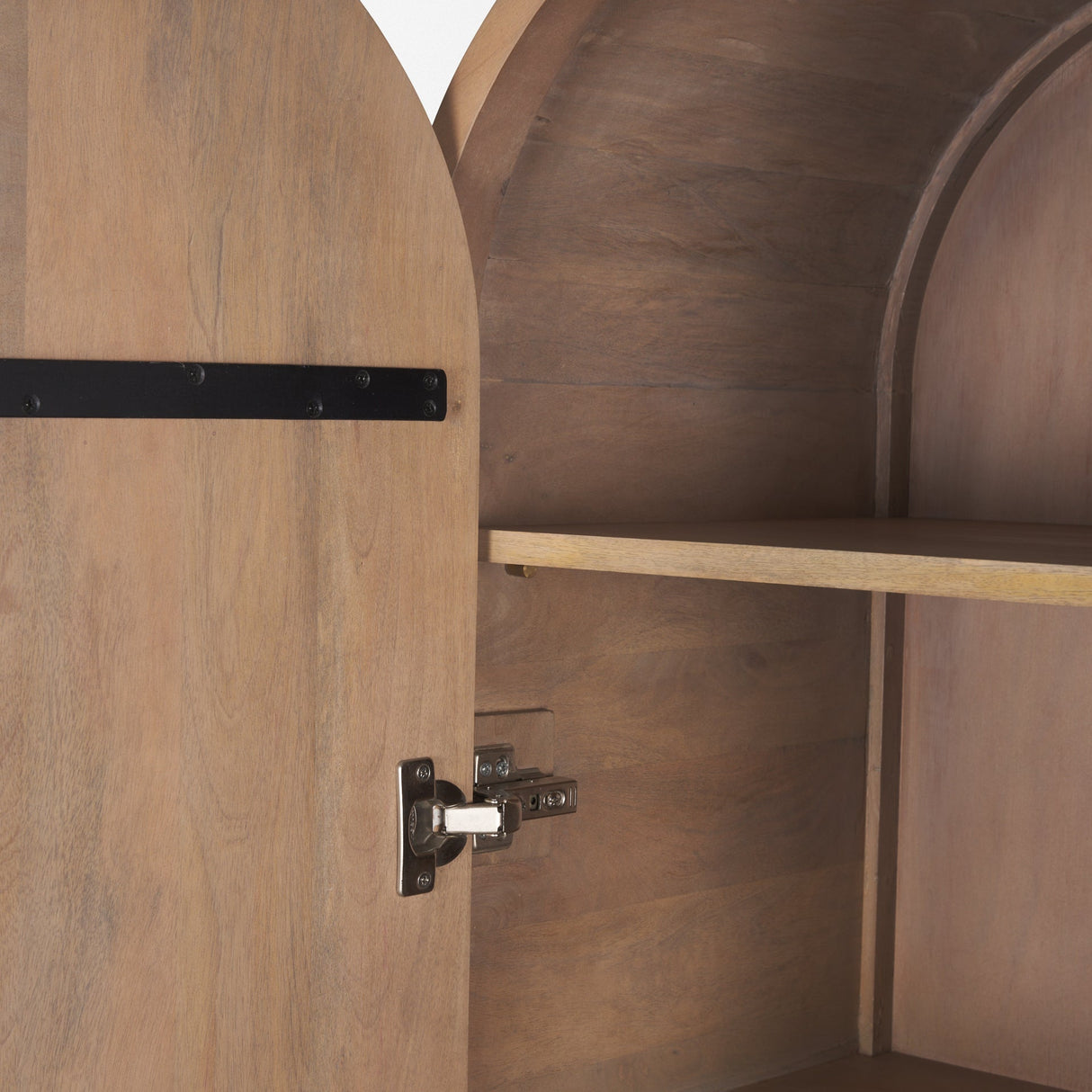 Sorina Reverse Fluted Light Brown Wood Curio Cabinet by Mercana at Eve Furniture