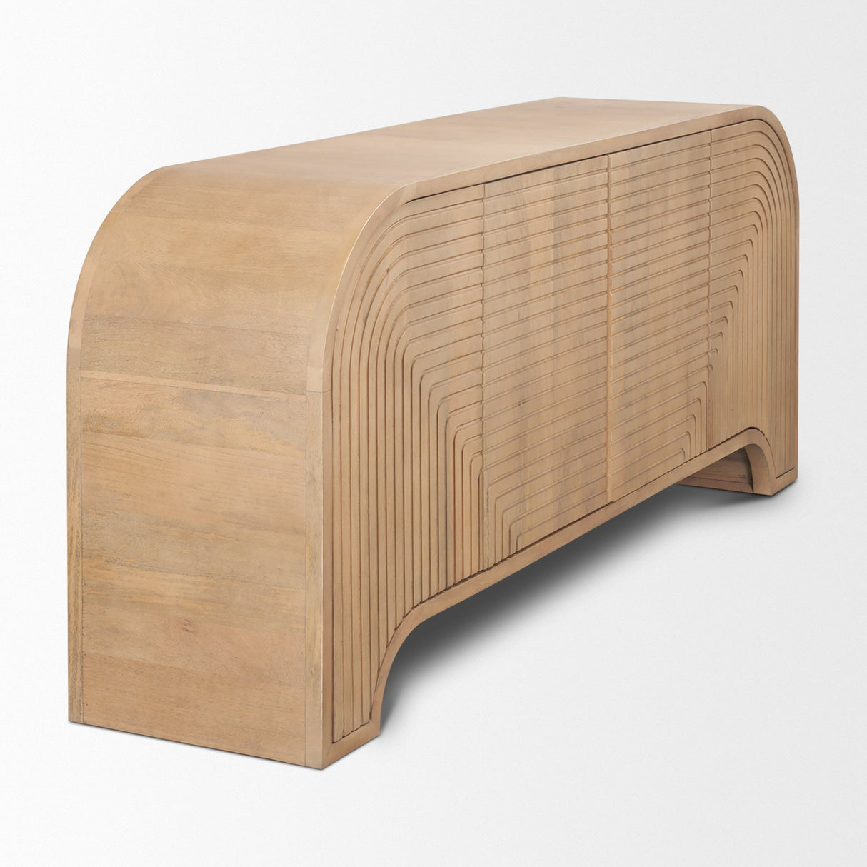 Sorina Reverse Fluted Light Brown Wood Sideboard by Mercana at Eve Furniture