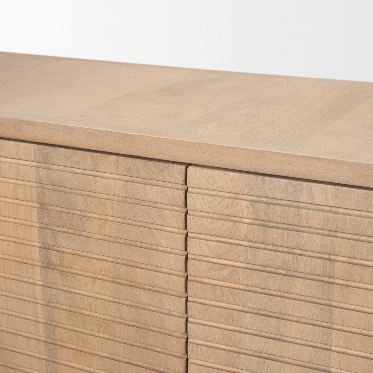 Sorina Reverse Fluted Light Brown Wood Sideboard by Mercana at Eve Furniture