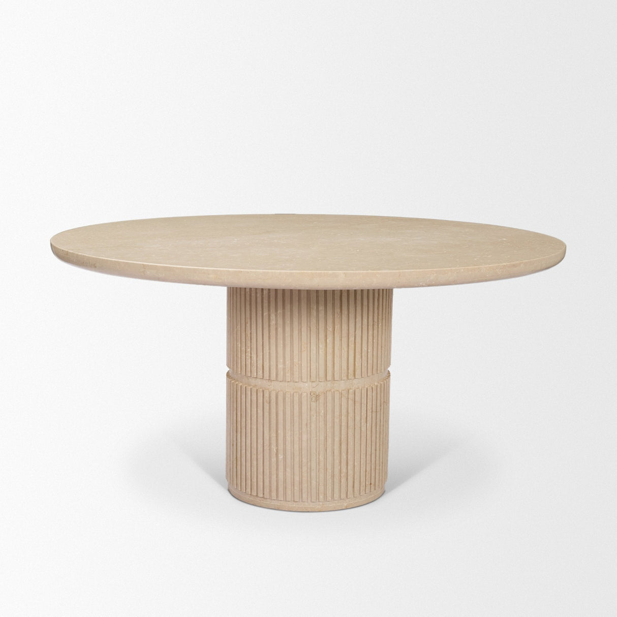 Sorrano 59" Botticino Marble Round w/ Fluted Base Dining Table by Mercana at Eve Furniture