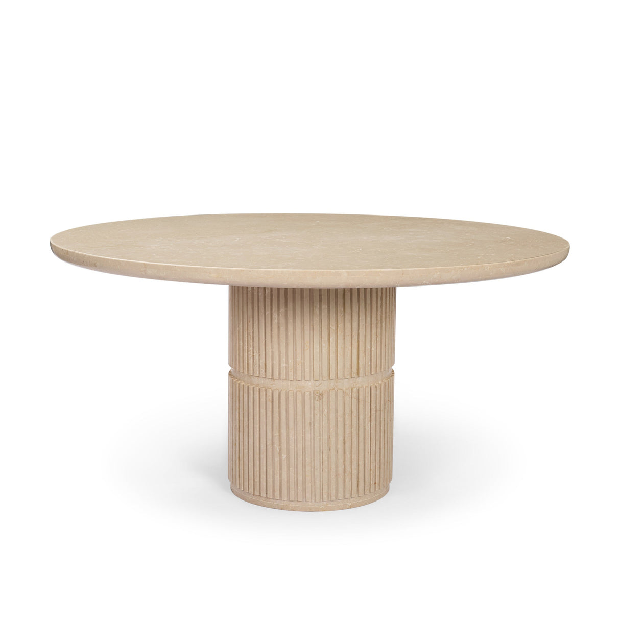 Sorrano 59" Botticino Marble Round w/ Fluted Base Dining Table by Mercana at Eve Furniture