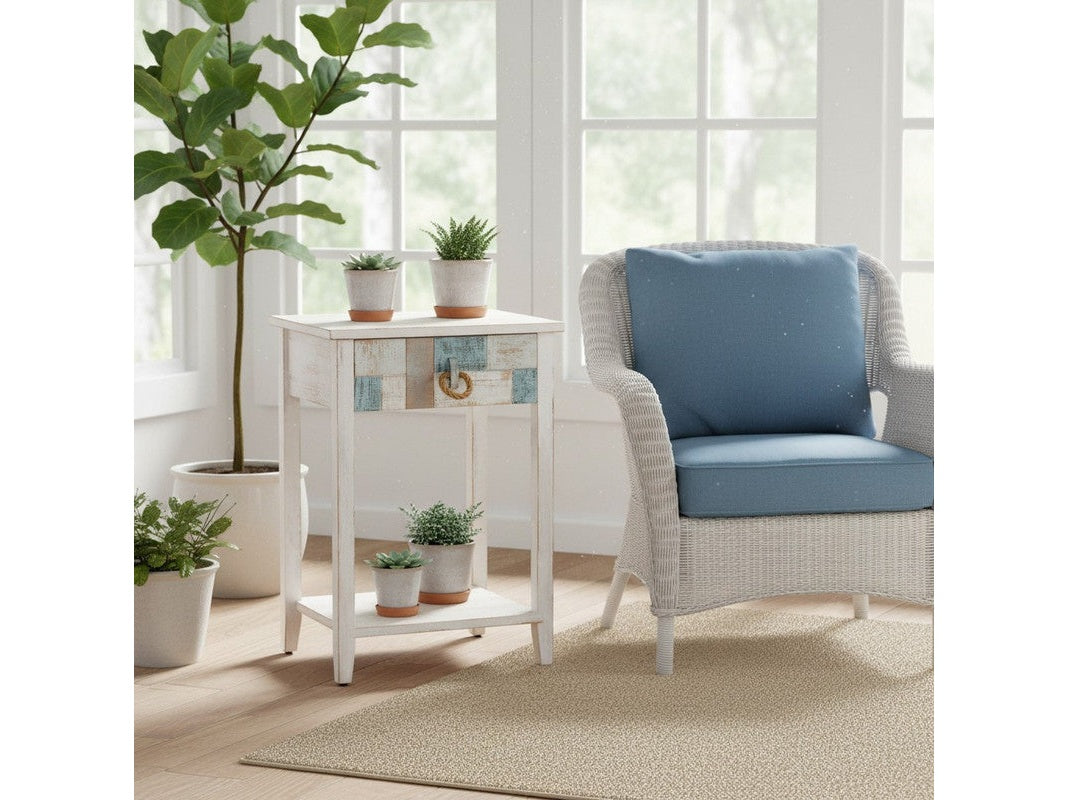South Shore White/Blue End Table by Crestview at Eve Furniture