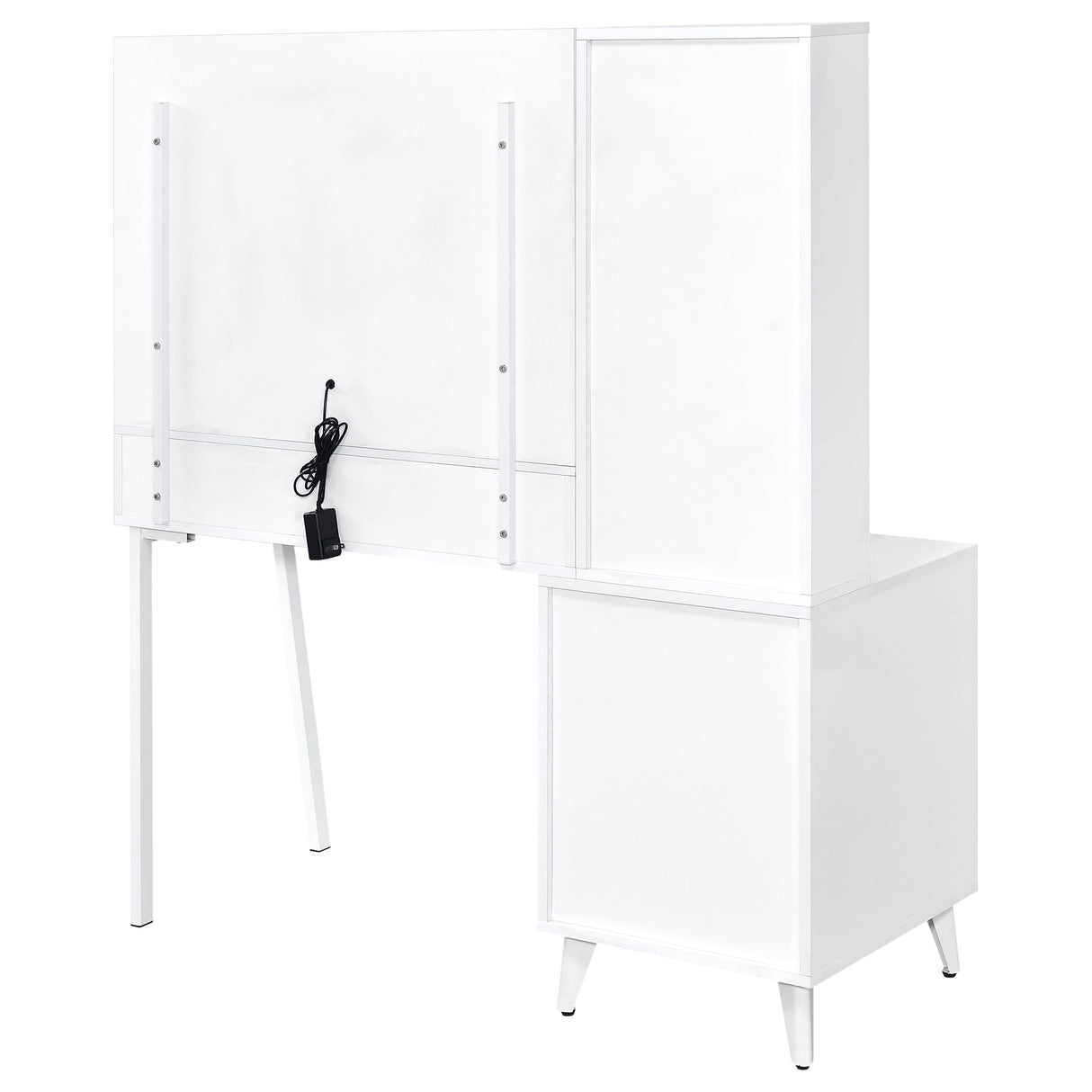 Souza White High Gloss 5-Drawer Makeup Vanity Table With LED Mirror by Coaster at Eve Furniture